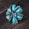 Blue Ribbon Flower Hair Claw Metal Main