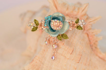 Blue Painted Rose Flower Metal Hair Clip Claw