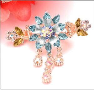 Blue Painted 5 Petal Flower Metal Hair Clip Claw