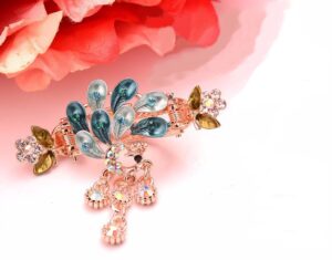 Blue Peacock Painted Hair Clip