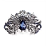 Gray Teardrop Rhoinestone Metal Fancy Hair Claw Angled