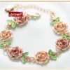 Brown Painted Flower Metal Braclet Chain