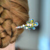Modeled Scalloped Oak Leaf Enameled Metal Hairpin