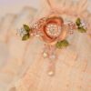 Brown Painted Rose Flower Metal Hair Clip Claw