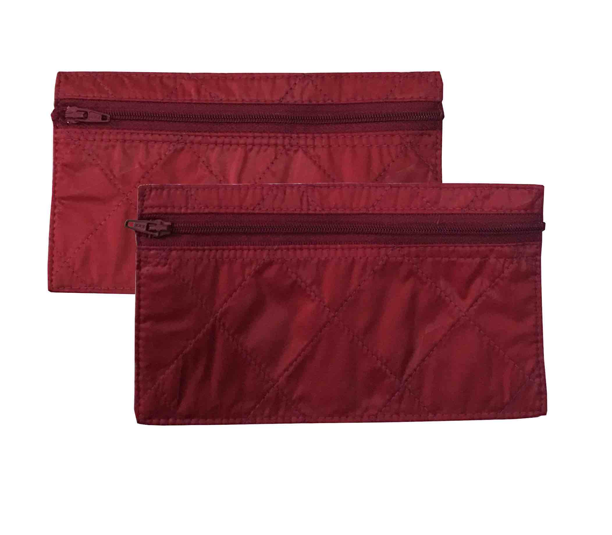 2 Pack Cash Budgeting Envelope System Zippered Wallet Dark Red