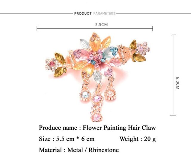 Measure Painted 5 Petal Flower Metal Hair Clip Claw