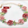 Red Painted Flower Metal Braclet Chain