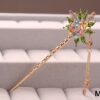 Painted Rose Hair Stick With Leaves And Jeweled Tassels Gold - Image 2