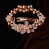 Rhinestone Flower And Imitation Pearls Hair Barrette - Image 2