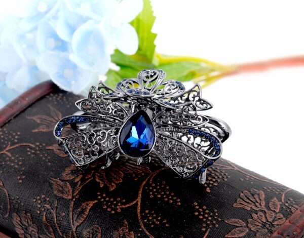 Blue Metal Fancy Hair Claw Angled