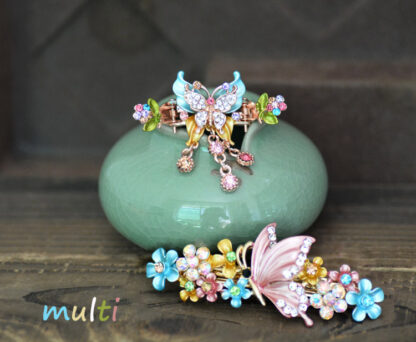 Multi-Color Butterfly Hair Clip and Barrette Set.