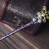 Scalloped Oak Leaf Enameled Metal Hairpin