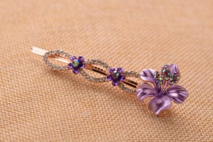 Purple Luau Flower Painted Metal Bobby Pin