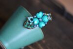 Blue Metal Mini Hair Clip Four Petal
