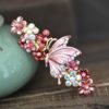 Pink Painted Butterfly Barrette Metal
