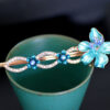 Blue Luau Flower Painted Metal Bobby Pin