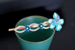 Blue Luau Flower Painted Metal Bobby Pin