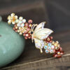 Brown Painted Butterfly Barrette Metal