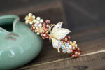 Brown Painted Butterfly Barrette Metal