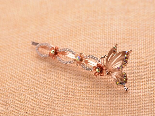 Brown Painted Butterfly Bobby Pin