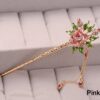Painted Rose Hair Stick With Leaves And Jeweled Tassels Gold - Image 4