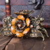 Brown Antique Rose Rhinestone Metal Hair Claw