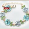 Blue Painted Flower Metal Braclet Chain