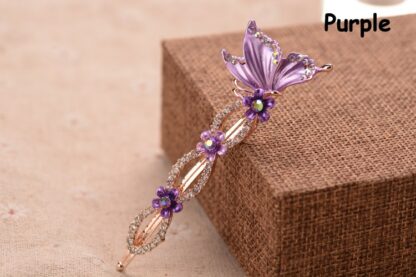 Purple Painted Butterfly Bobby Pin