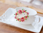 Pink Painted Rose Flower Open Center Hair Barrette