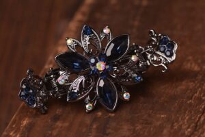 Purple Trillium Black Metal Hair Clip Claw