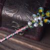 Scalloped Oak Leaf Enameled Metal Hairpin