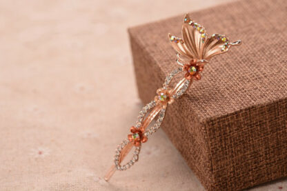 Brown Painted Butterfly Bobby Pin