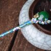 Blue and Green Enameled Hairpin Resin Drop