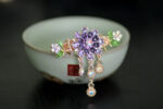 Purple Eight Petal Painted Hair Claw Clip