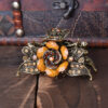 Brown Antique Rose Rhinestone Metal Hair Claw