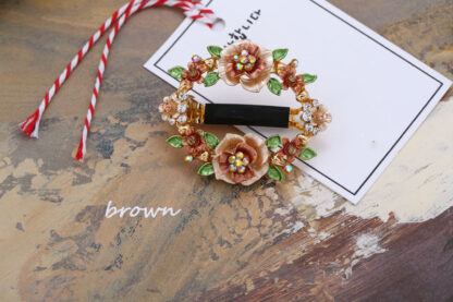 Brown Painted Brown Flower Open Center Hair Barrette