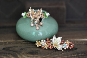 Brown Butterfly Hair Clip and Barrette Set.
