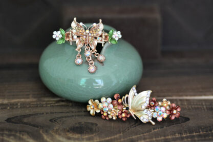 Brown Butterfly Hair Clip and Barrette Set.