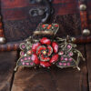 Red Antique Rose Rhinestone Metal Hair Claw