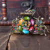 Multicolor Antique Rose Rhinestone Metal Hair Claw