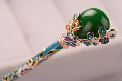 Detail Blue Green Enameled Hairpin Resin Drop