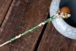 Green and Brown Enameled Hairpin Resin Drop