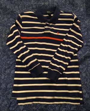 Ralph Lauren Polo Blue White Stripe Single Orage Stripe Long Sleeve Shirt