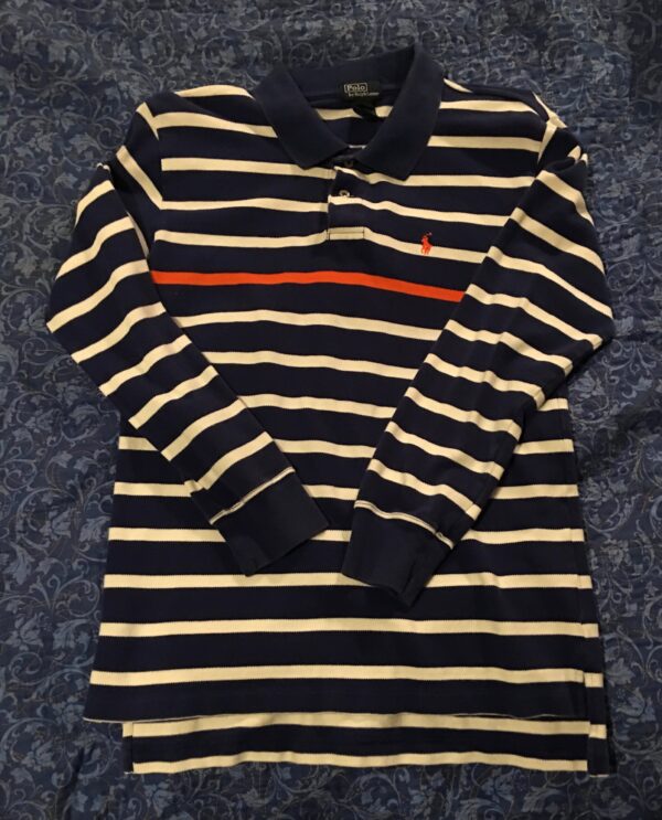 Ralph Lauren Polo Blue White Stripe Single Orage Stripe Long Sleeve Shirt