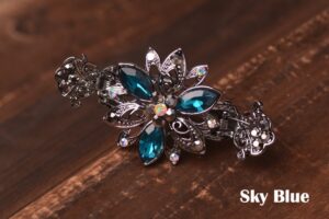 Light Blue Trillium Black Metal Hair Clip Claw