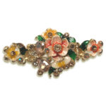 Orange Enameled Painted Flower and Butterfly Hair Claw