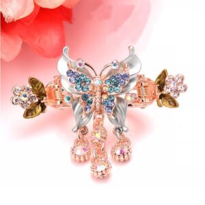 Blue Painted Butterfly Hair Clip