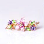 Painted Five Petal Flower Metal Hair Barrette Handmade