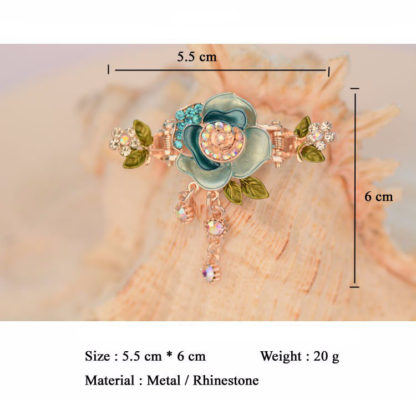 Measured Painted Rose Flower Metal Hair Clip Claw