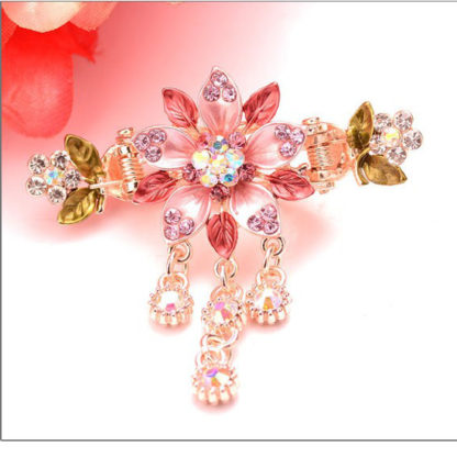 Pink Painted 5 Petal Flower Metal Hair Clip Claw